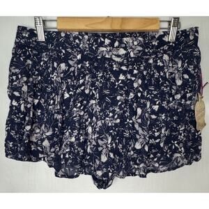 Princess Vera Wang Blue White Floral Drapery Skort Junior Size Large Pull-On NEW